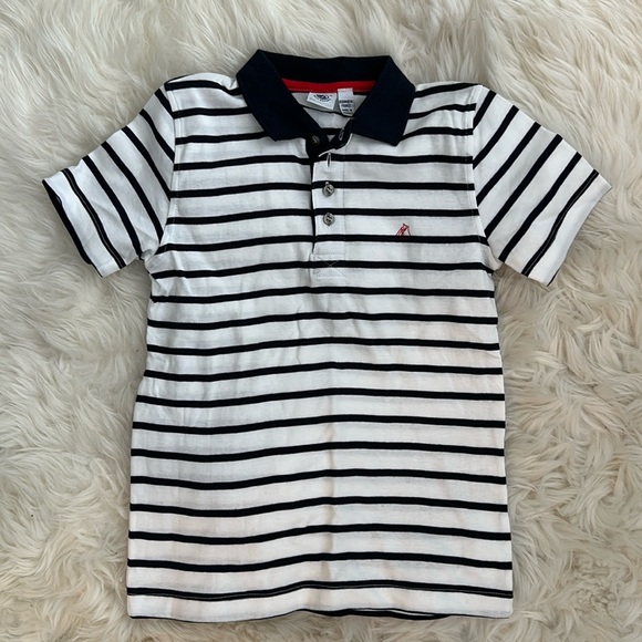 Petit Bateau white and navy stripe polo 8Y - Picture 1 of 3
